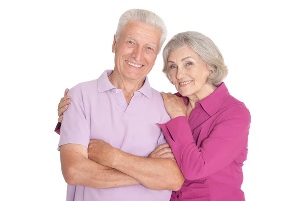 Portrait Happy Senior Couple White Background — Stock Photo, Image