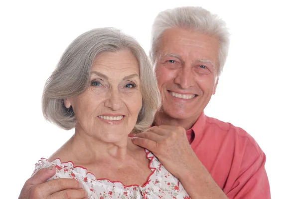 Portrait Happyd Senior Couple White Background — Stock Photo, Image
