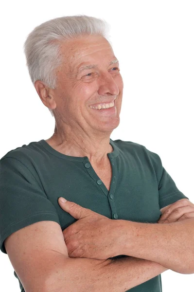 Close Portrait Senior Man Isolated White Background — Stock Photo, Image