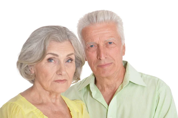 Portrait Couple Âgé Triste Isolé Sur Fond Blanc — Photo