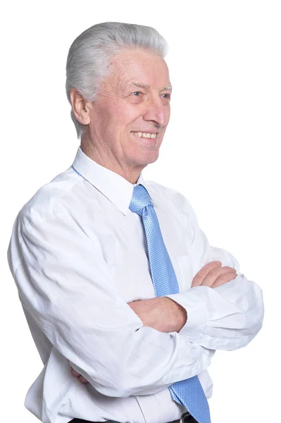 Portrait Senior Businessman Isolated White Background — Stock Photo, Image