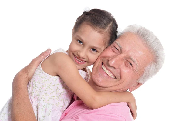 Äldre man med söta barnbarn — Stockfoto