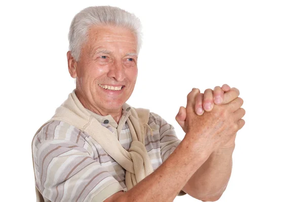 Portrait Senior Man Posing Isolated White Background — Stock Photo, Image