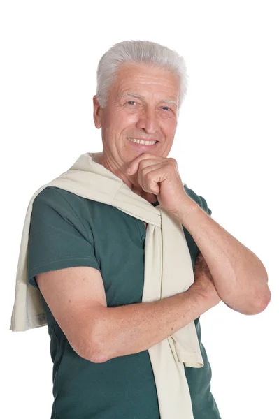 Homem sênior feliz na camisa — Fotografia de Stock