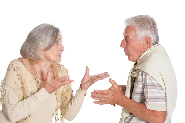 Portrait Arguing Senior Couple Isolated White Background — Stock Photo, Image