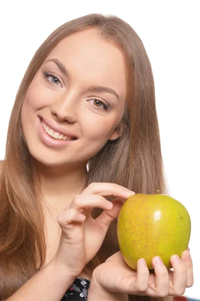 Retrato de una linda chica con uvas rojas — Foto de Stock