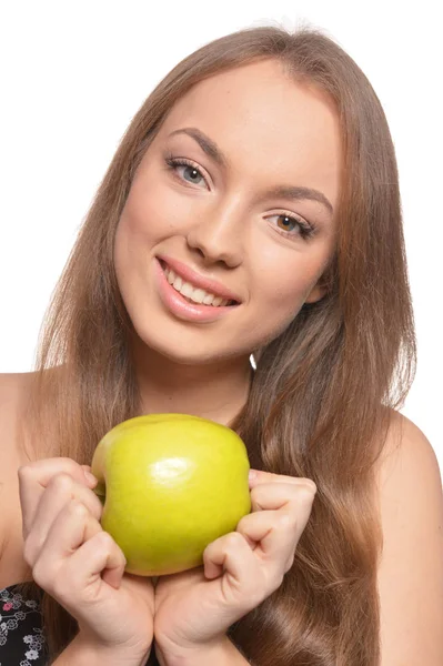 Portrait of a cute girl with red grapes — Stock Photo, Image