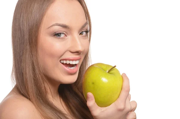 Portrait of a cute girl with red grapes — Stock Photo, Image