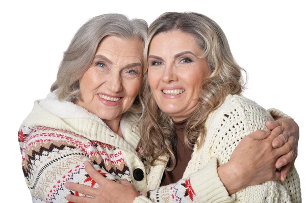 Porträt Schöner Seniorinnen Isoliert Auf Weißem Hintergrund — Stockfoto