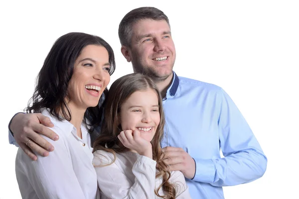 Happy Family Three White Background — Stock Photo, Image