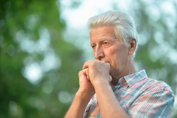 Porträt Eines Denkenden Seniors Park — Stockfoto