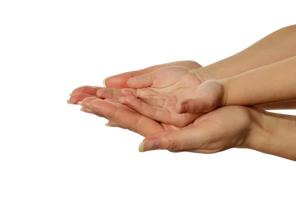 Mother's hands with girl hands — Stock Photo, Image