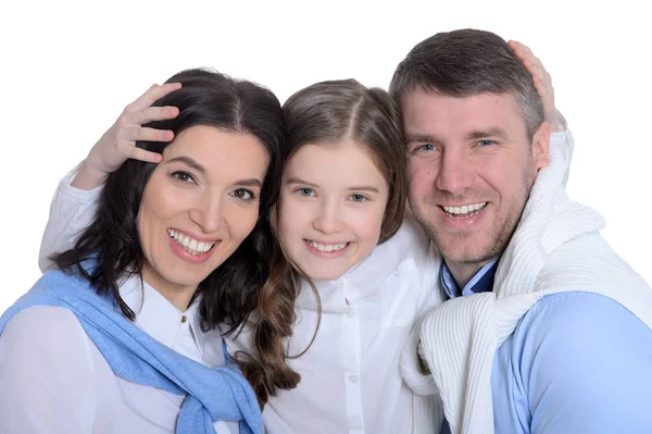 Famiglia Felice Tre Sfondo Bianco — Foto Stock