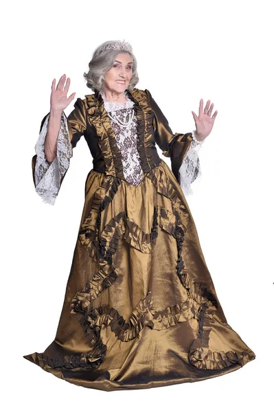 Красива Старша Жінка Королева Ізольована Білому — стокове фото