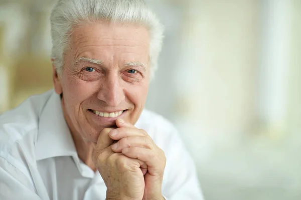 Smiling Handsome Senior Man Home — Stock Photo, Image