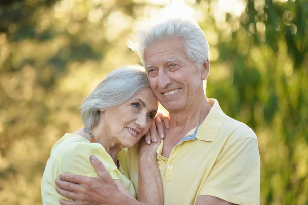 Vackra Senior Par Koppla Parken — Stockfoto