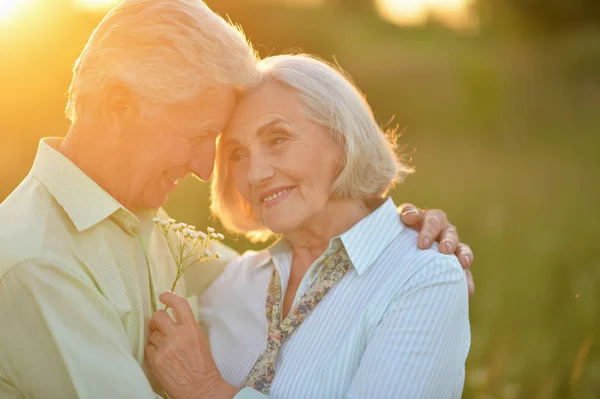 Mooie Senior Paar Ontspannen Het Park — Stockfoto