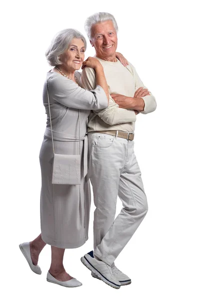 Happy Senior Couple Isolated White Background — Stock Photo, Image