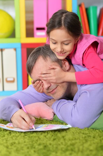 Vader en dochter tekening — Stockfoto