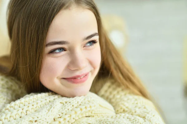 Nahaufnahme Porträt Der Schönen Teen Mädchen Drinnen — Stockfoto