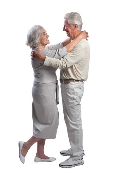 Happy Senior Couple Dancing Isolated White Background Royalty Free Stock Photos