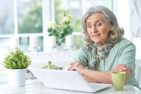 Senior woman with laptop — Stock Photo, Image