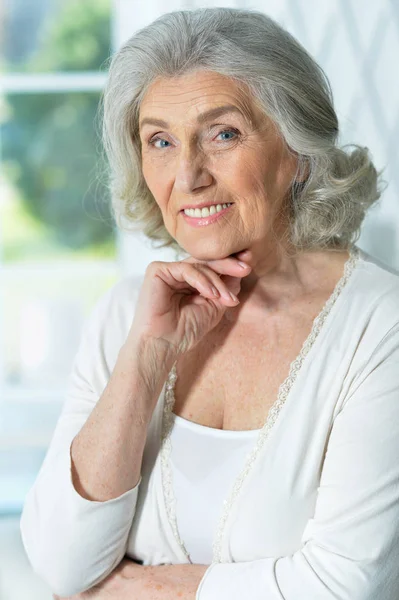 Close Portrait Beautiful Smiling Senior Woman — Stock Photo, Image