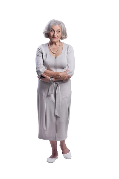 Smiling Senior Woman Isolated White Background — Stock Photo, Image