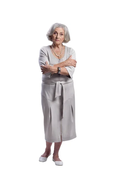 Sad Senior Woman Isolated White Background — Stock Photo, Image