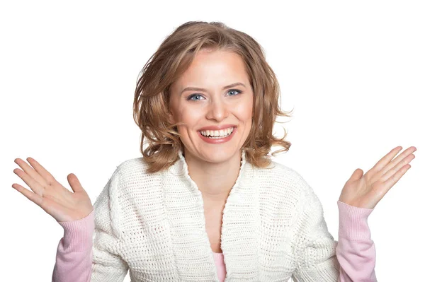 Young Woman Isolated White Background — Stock Photo, Image