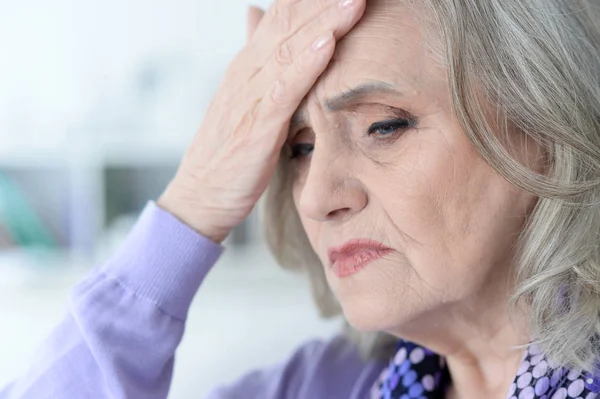 Beautiful Sad Senior Woman Home — Stock Photo, Image