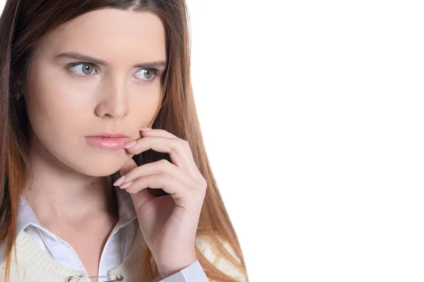 Portret Van Een Mooie Jonge Vrouw Die Poseert — Stockfoto