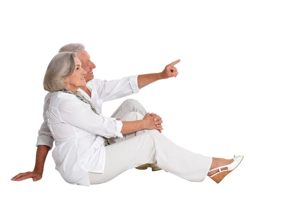 Porträt Eines Glücklichen Seniorehepaares Isoliert Auf Weißem Hintergrund — Stockfoto