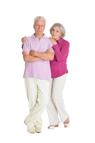 Porträt Eines Traurigen Älteren Ehepaares Isoliert Auf Weißem Hintergrund — Stockfoto