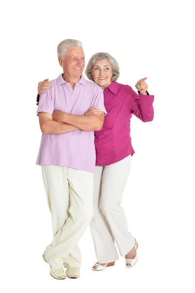 Portrait Heureux Couple Personnes Âgées Isolé Sur Fond Blanc — Photo