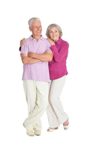 Happy Senior Couple White Background Stock Picture