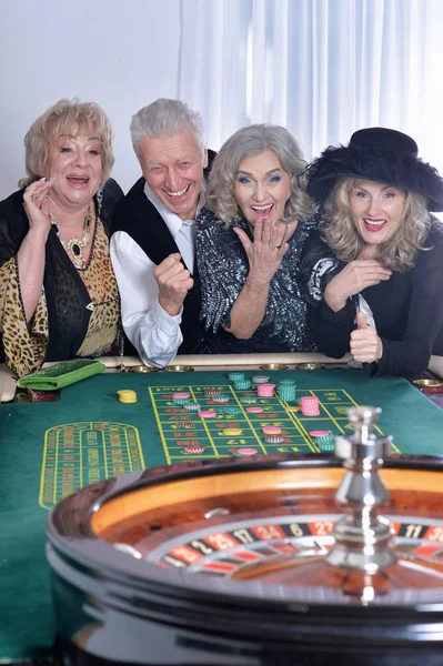 Senior People Playing Casino Spending Time Together — Stock Photo, Image