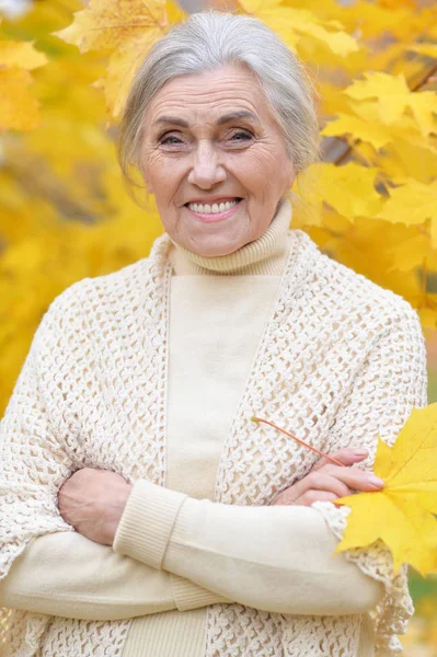 Happy Senior Woman Park — Stock Photo, Image