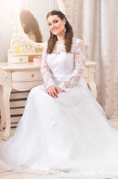 Portrait Young Beautiful Bride White Dress — Stock Photo, Image