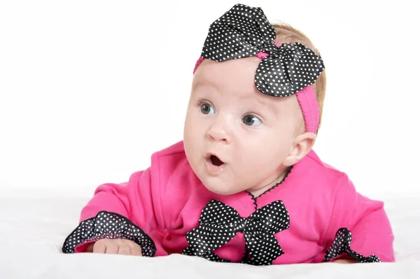 Niedliches Baby Mädchen Auf Weißem Hintergrund — Stockfoto