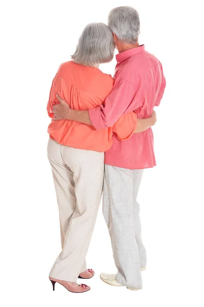 Perfect Old Couple White Background Back View — Stock Photo, Image