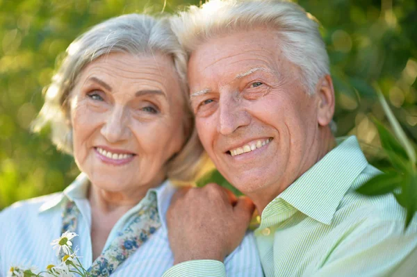 Schönes Älteres Paar Posiert Park — Stockfoto