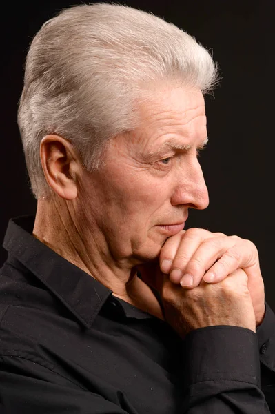 Close Portrait Thoughtful Senior Man — Stock Photo, Image