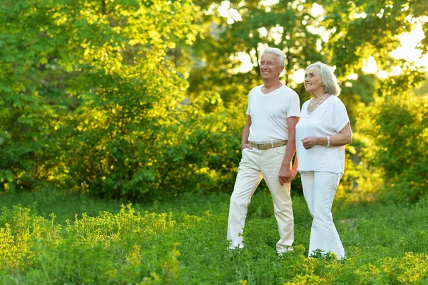 公園で美しい白人のシニアカップル — ストック写真
