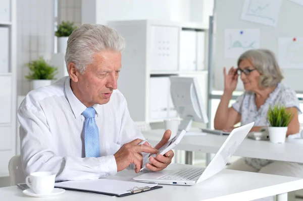 Successful Senior Businesspeople Working Together Modern Office — Stock Photo, Image