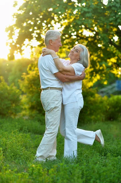 Beautiful Senior Couple Embracing Park — Stock Photo, Image