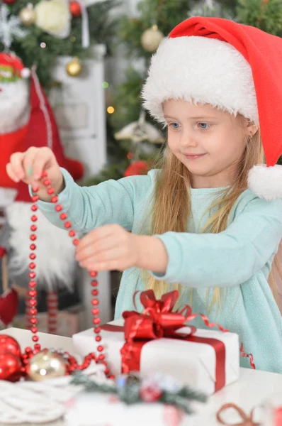 Linda Menina Feliz Bonito Natal — Fotografia de Stock