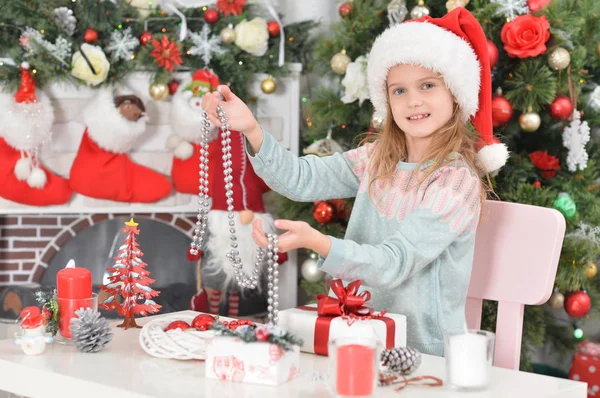 Hermosa Linda Chica Feliz Navidad — Foto de Stock