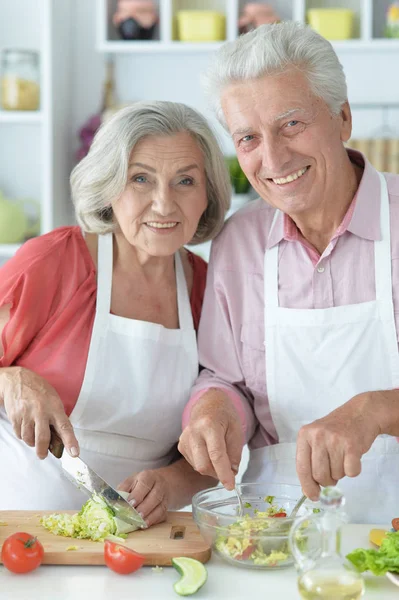 Senior Couple Cooking Together Kitchen Royalty Free Stock Images