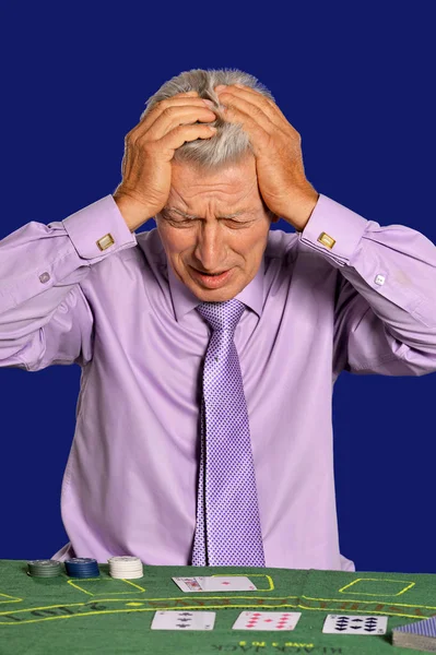 Aged Man Playing Casino — Stock Photo, Image